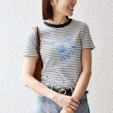 《予約》【SHIPS any別注】PETIT BATEAU: ロゴ プリント ボーダー TEE