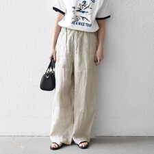 《予約》SHIPS any:〈洗濯機可能〉リネン イージー ベイカー パンツ