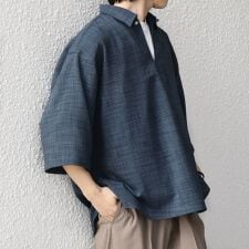 SHIPS any:〈洗濯機可能〉FUTURE LINEN CANVAS リネンライク スキッパー