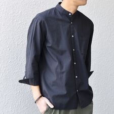 SHIPS any:〈洗濯機可能〉コットン/リネン 7分袖 バンドカラー ポケット シャツ◇