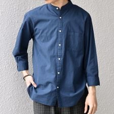 SHIPS any:〈洗濯機可能〉コットン/リネン 7分袖 バンドカラー ポケット シャツ◆