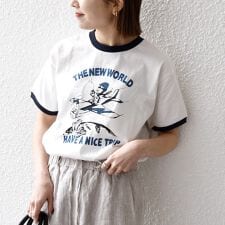 《予約》【SHIPS any別注】THE KNiTS:〈洗濯機可能〉ロゴ プリント リンガー TEE