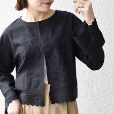 《予約》SHIPS any:〈手洗い可能〉リネンミックス ハシゴレース シャツ カーディガン