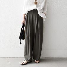 《予約》SHIPS any:〈洗濯機可能〉リネンミックス 2タック テーパード パンツ