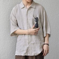 SHIPS any:〈洗濯機可能〉ピュアリネン リラックス オープンカラー シャツ◆