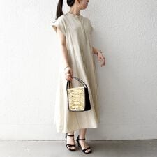 《予約》SHIPS any:〈洗濯機可能〉ツイル バンドカラー フレンチ シャツ ワンピース