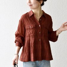 《予約》SHIPS any:〈手洗い可能〉シアー チェック レギュラーカラー ペプラム シャツ