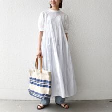 《予約》SHIPS any:〈洗濯機可能〉キャンブリック レース ピンタック パフスリーブ ワンピー