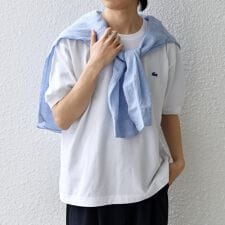 【SHIPS any別注】LACOSTE: ワンポイント ロゴ ピケ クルーネック Tシャツ 26S