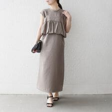 《予約》SHIPS any:〈洗濯機可能〉リネン ライク ビスチェ × Iライン ワンピース セット