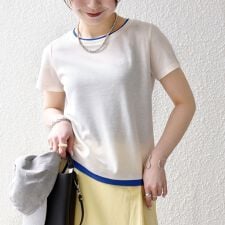 《予約》SHIPS any:〈手洗い可能〉レイヤード シアー ワッフル TEE