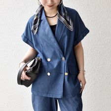 《予約》SHIPS any:〈洗濯機可能〉シャンブレー デニム ロールアップ シャツ ジャケット