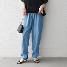 《予約》SHIPS any:〈洗濯機可能〉シャンブレー デニム ポケット テーパード パンツ