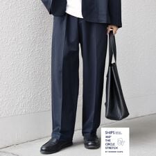 SHIPS any: 360° THE CIRCLE STRETCH リネン混  イージーパンツ◆
