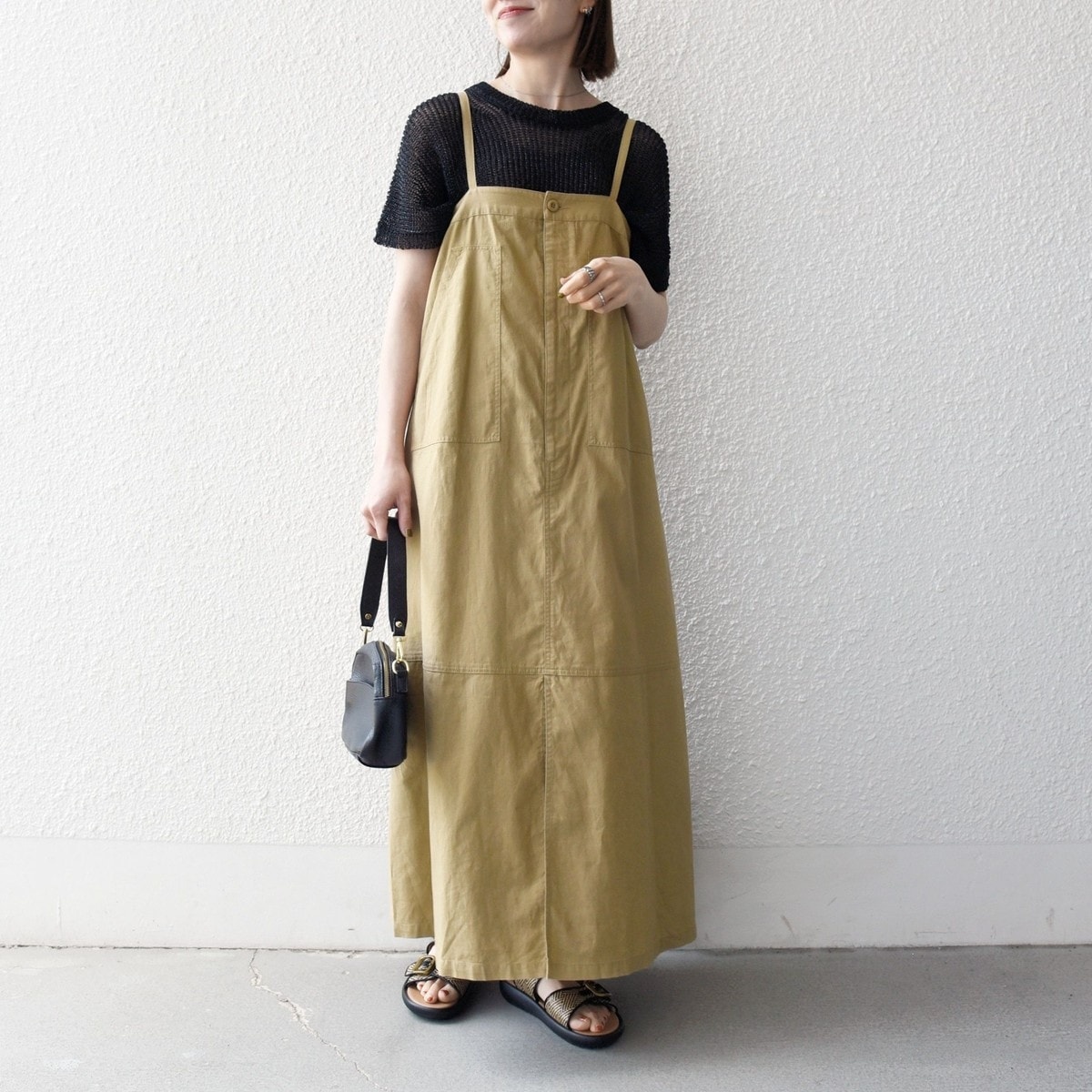 あみママ　美品⭐︎SHIPS any コットン　マキシテント　ワンピース 予約》SHIPS any:〈洗濯機可能〉コットン リネン テントライン キャミ