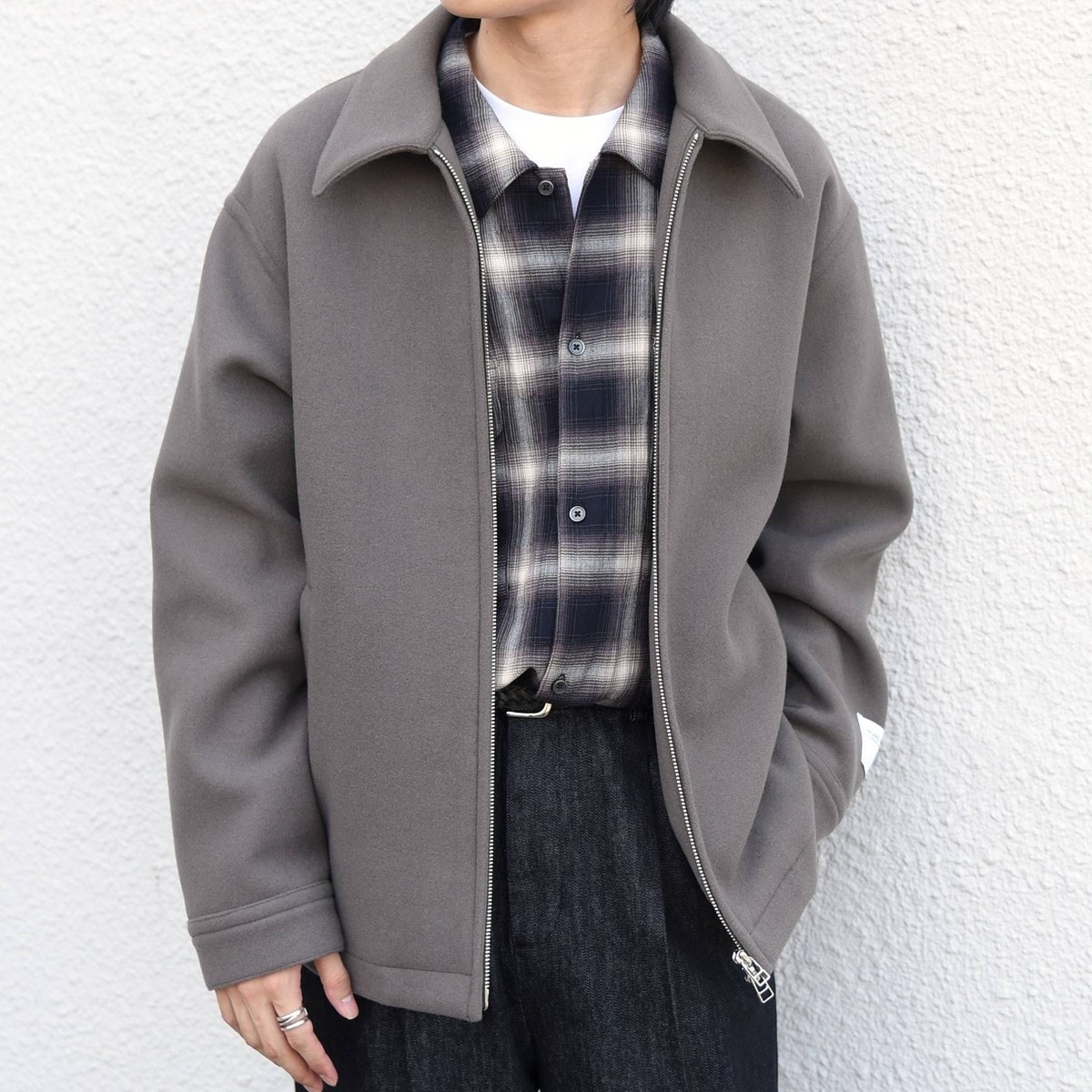 [�}���C]PURE WOOL MELTON �����b�N�X �W�b�v�A�b�v �V���[�g �u���]����/�V�b�v�X �G�j�B�iSHIPS any�j �O���[