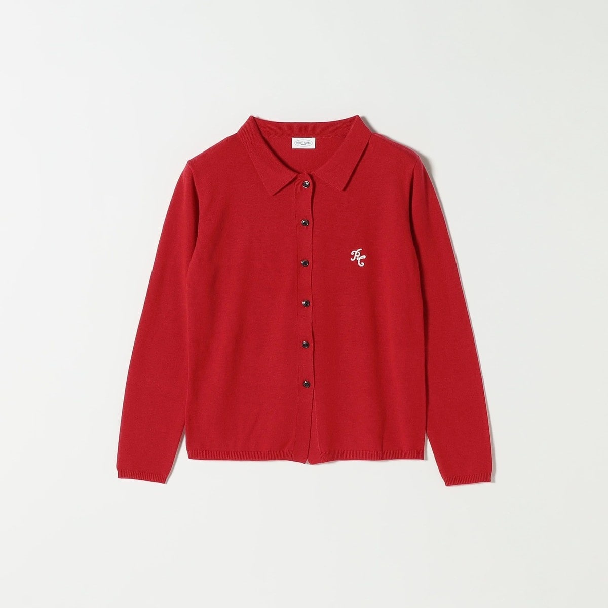 LEONARD SPORT ブラック チュニック ボタン付き襟 PARROTT CANVAS: 〈手洗い可能〉襟付き ロング スリーブ カーディガン
