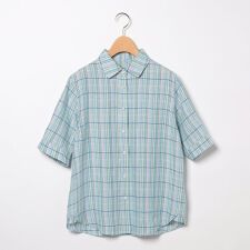 リネンチェックブラウスシャツブラウス