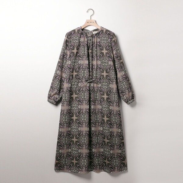 スキャパ SCAPA 花柄 ワンピース シャツ ロング ペイズリー 総柄