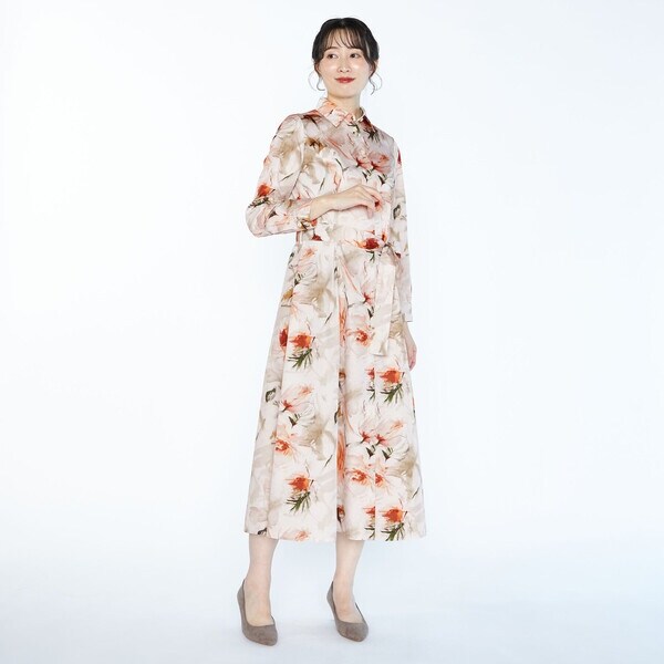 SCAPA◇ リバティ パッチワークワンピース 花柄 フラワーデザイン 切替