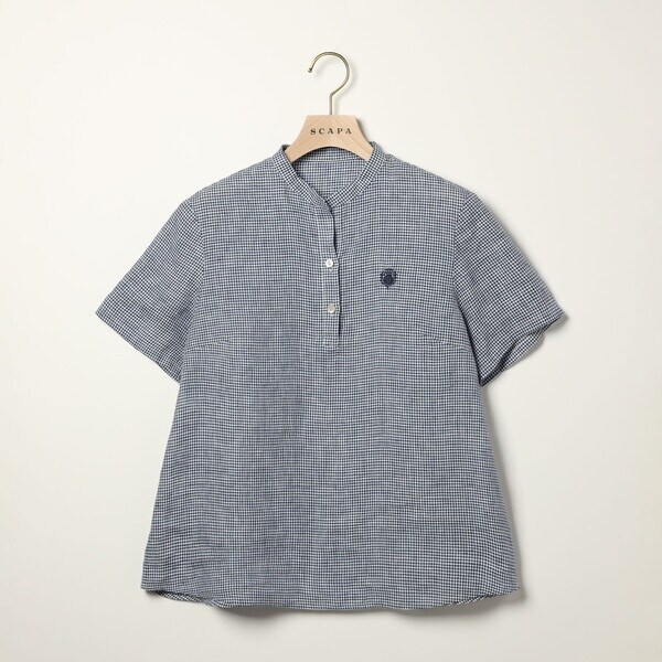 SCAPA Lサイズ / スキャパエルサイズ リネンギンガム半袖ブラウス リネンギンガム半袖ブラウス｜ブラウス・シャツ｜SCAPA Lサイズ