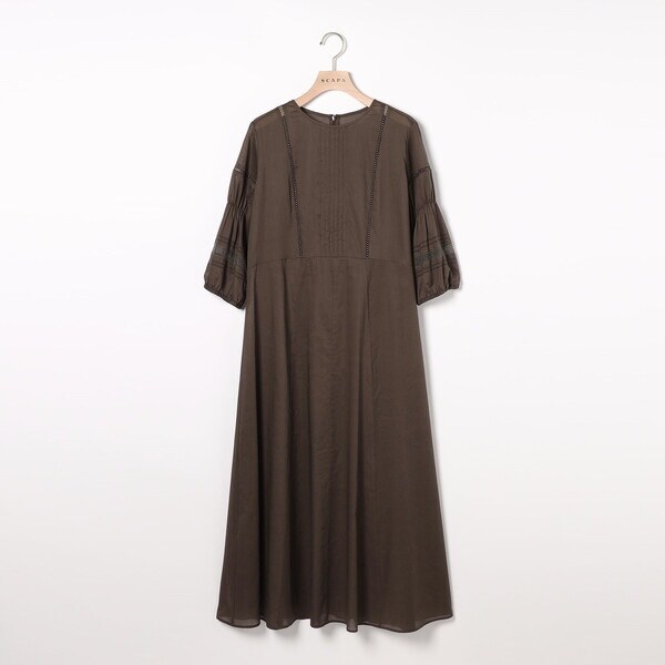 「美品」スキャパ　ワンピース　XL(LL) 44 snc スキャパ SCAPA ワンピース 44 アイボリー マルチ 柄 半袖