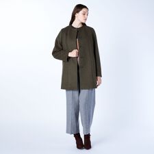 ウールビーバーノーカラーコート