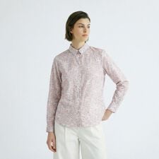 リーフフラワーシャツカラーブラウス