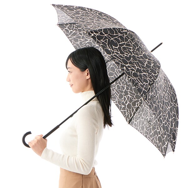 雨傘（ジャンプ式）】長傘（フラワープリント／耐風骨使用