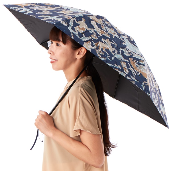 agnes b.(アニエスベー) デニム柄プリント晴雨兼用傘（折り畳み