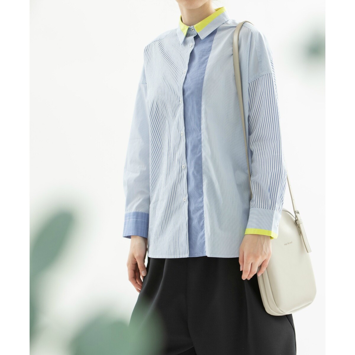 【新品タグ付き】nop de nod misc切り替え衿オーバーサイズシャツ M 新品タグ付き】nop de nod misc切り替え衿オーバーサイズシャツ