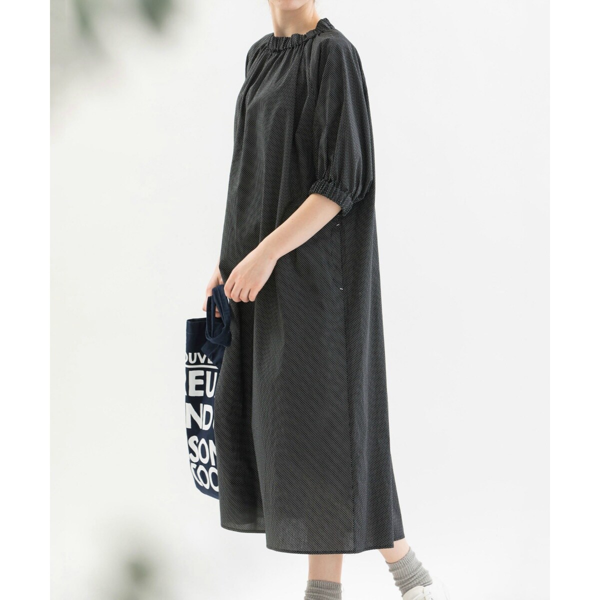 ギャザーネック5分袖ワンピース | ノップドゥノッド(nop de nod