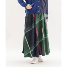 リネンコットンビエラチェックフレアースカート