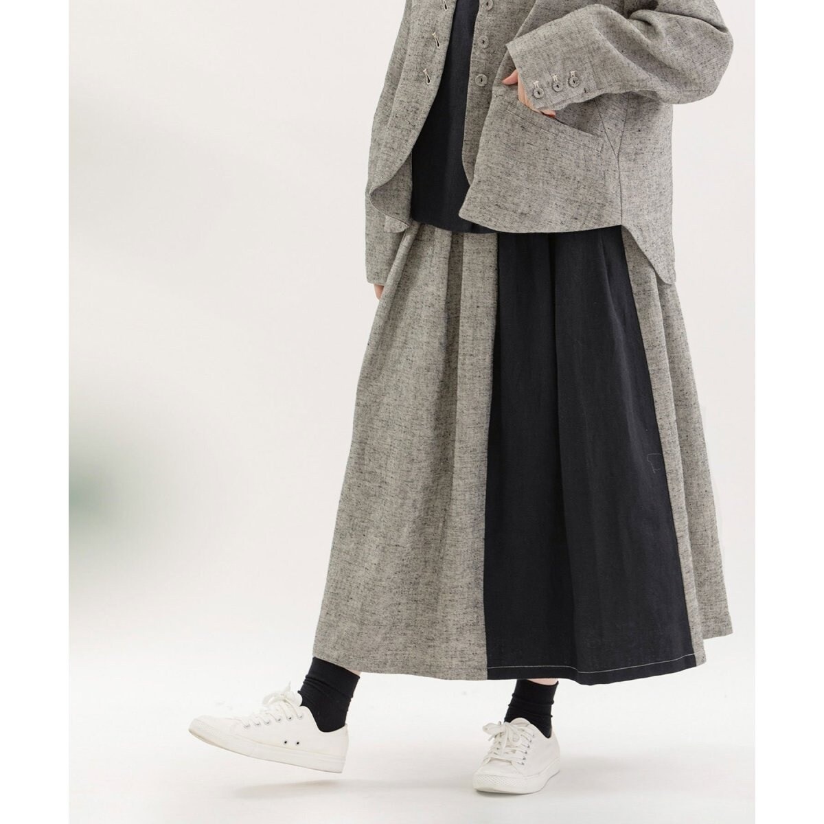 リネンビエラ起毛切り替えタックスカート | ノップドゥノッド(nop de