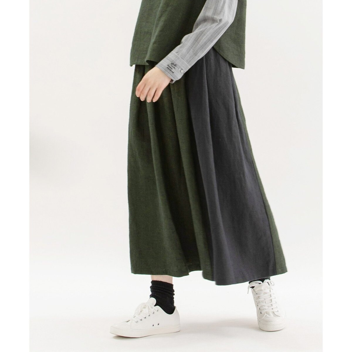 リネンビエラ起毛切り替えタックスカート | ノップドゥノッド(nop de