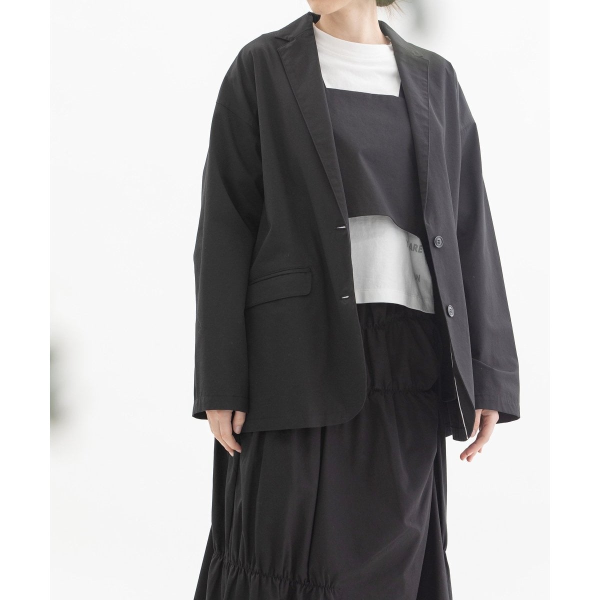 nop de nod ジャケット ブラック ギャバオーバーサイズゆるジャケット（その他アウター）｜nop de nod