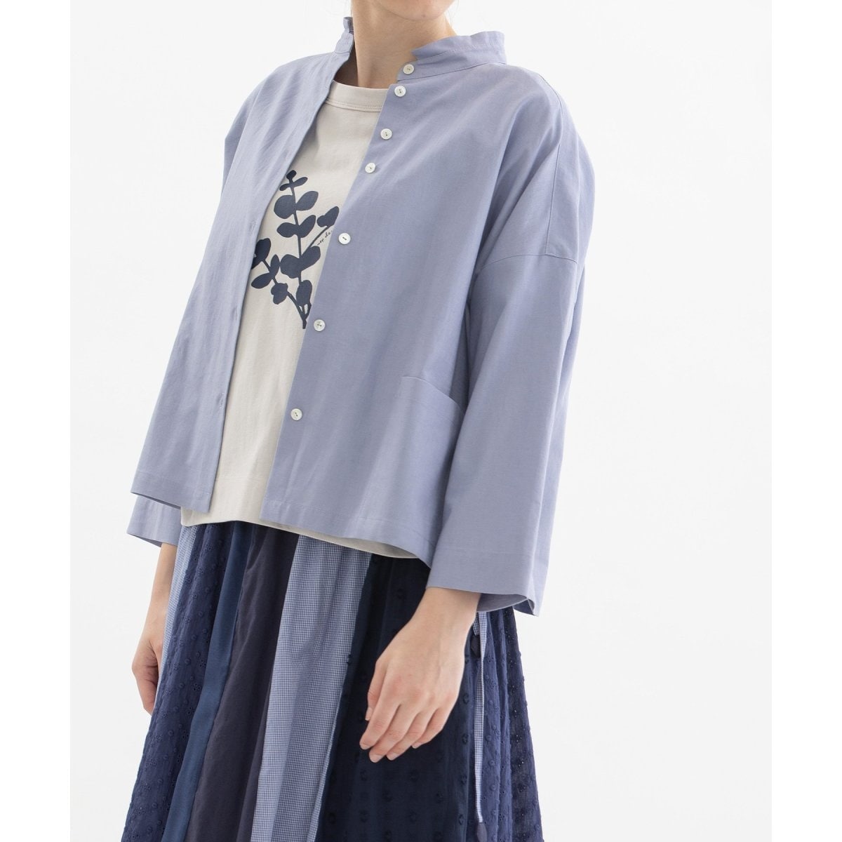 大きいサイズのレディース】サテン楊柳ドットブラウス＆エメラルド