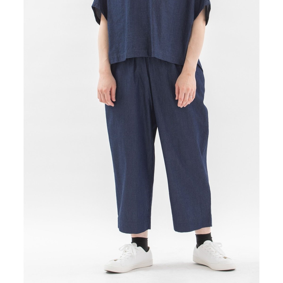 新品　nop de nod ノップドゥノッド　コットンリネンバックヘムロゴパンツ ノップドゥノッド nop de nod コットンリネンバックヘムロゴ