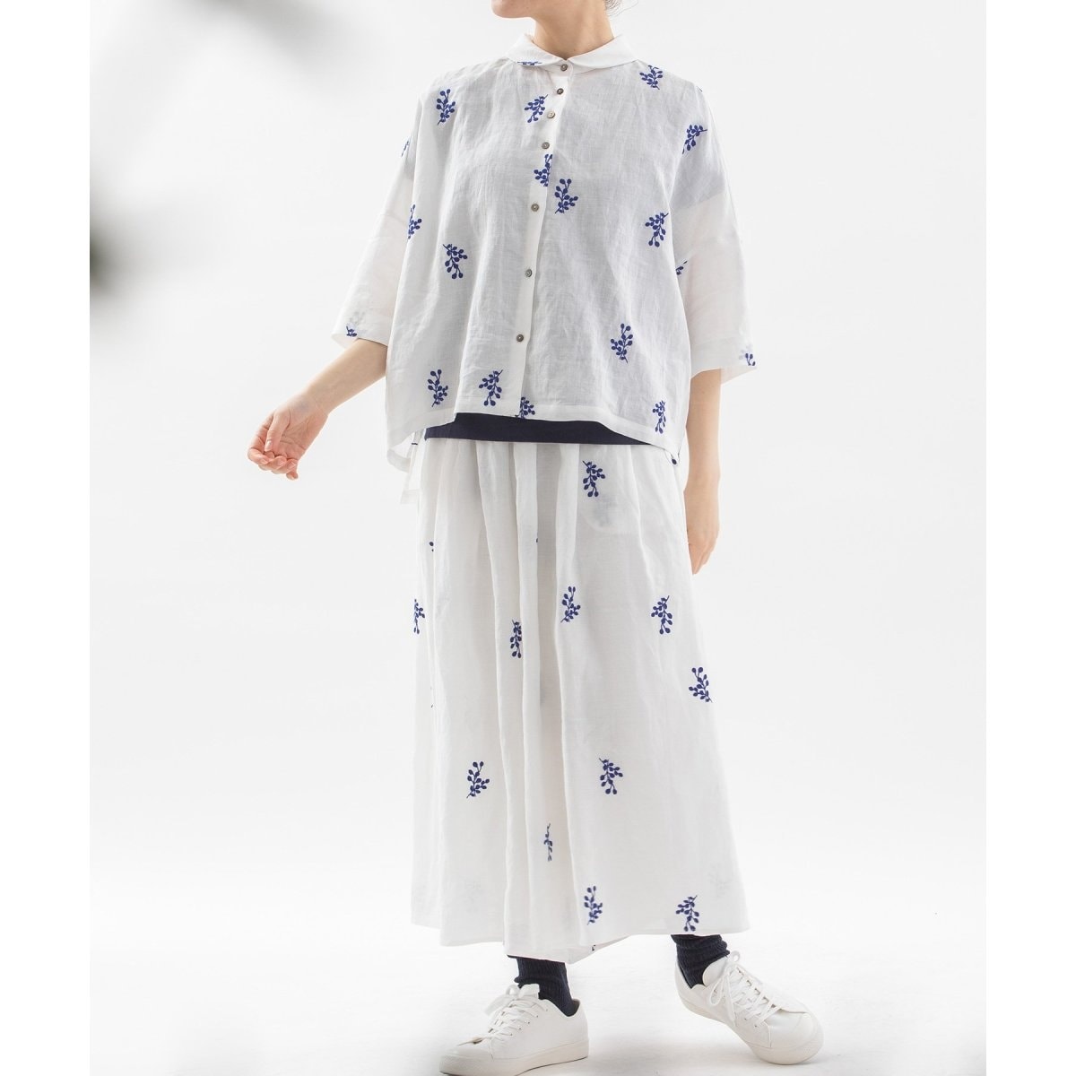 ユーカリ刺繍タックキュロットスカート | ノップドゥノッド(nop de nod