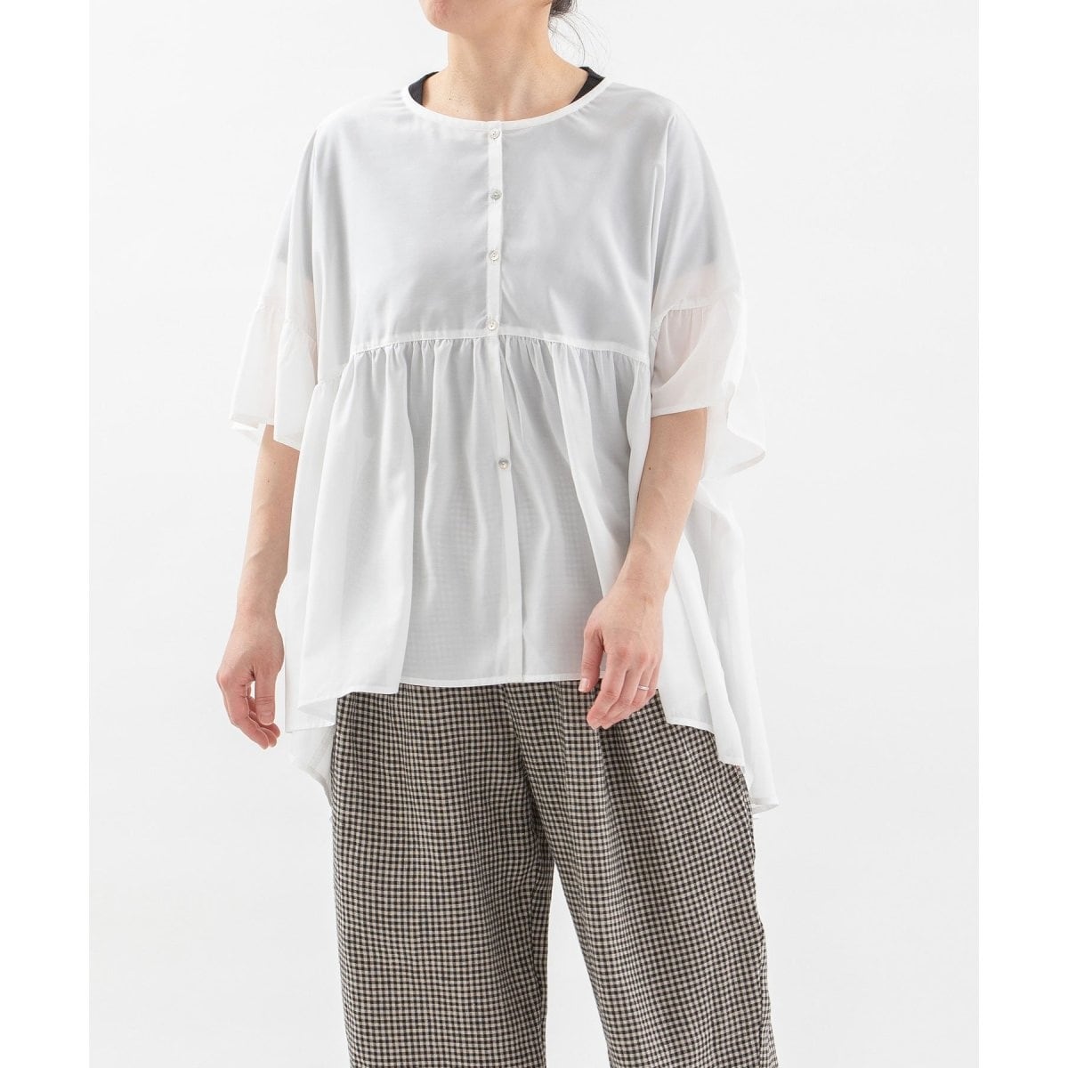 ノップドゥノッド（nop de nod）/Cloche COOL ローン6分袖シアーシャツ Cloche COOL ローン6分袖シアーシャツ | ノップドゥノッド(nop de nod