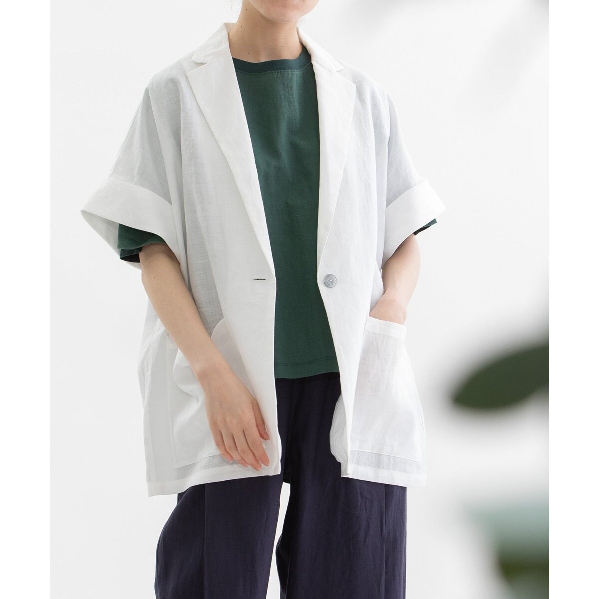 TICCA リネン ホワイトシャツ 半袖 SHIRT COLLECTION