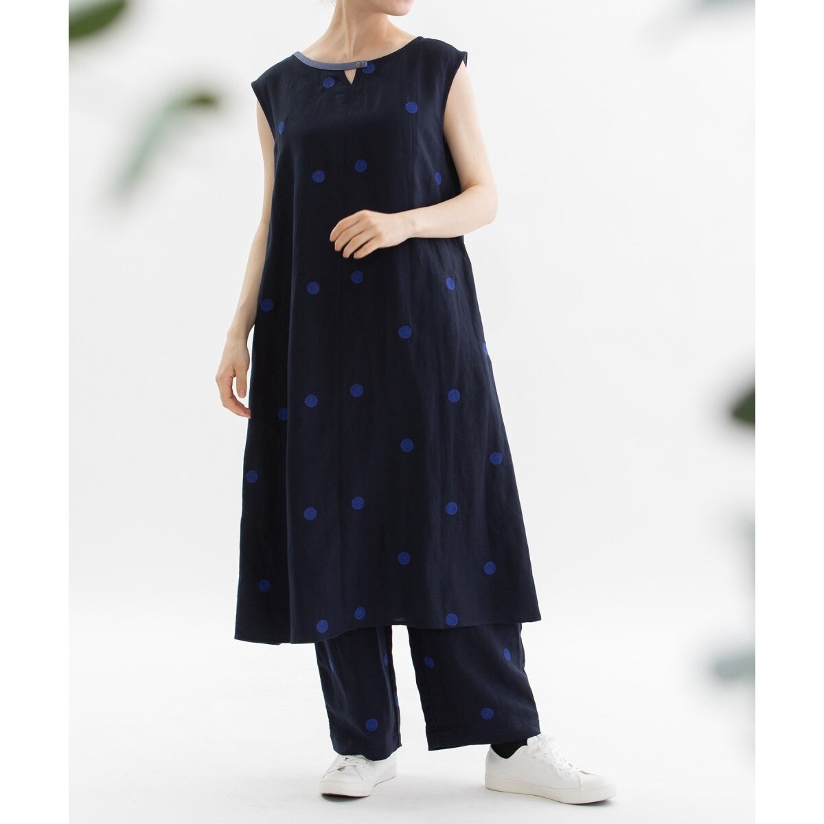 リネンレーヨンライン刺繍2wayワンピース | ノップドゥノッド