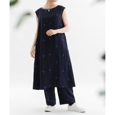 リネンレーヨンpolka刺繍2wayノースリーブワンピース