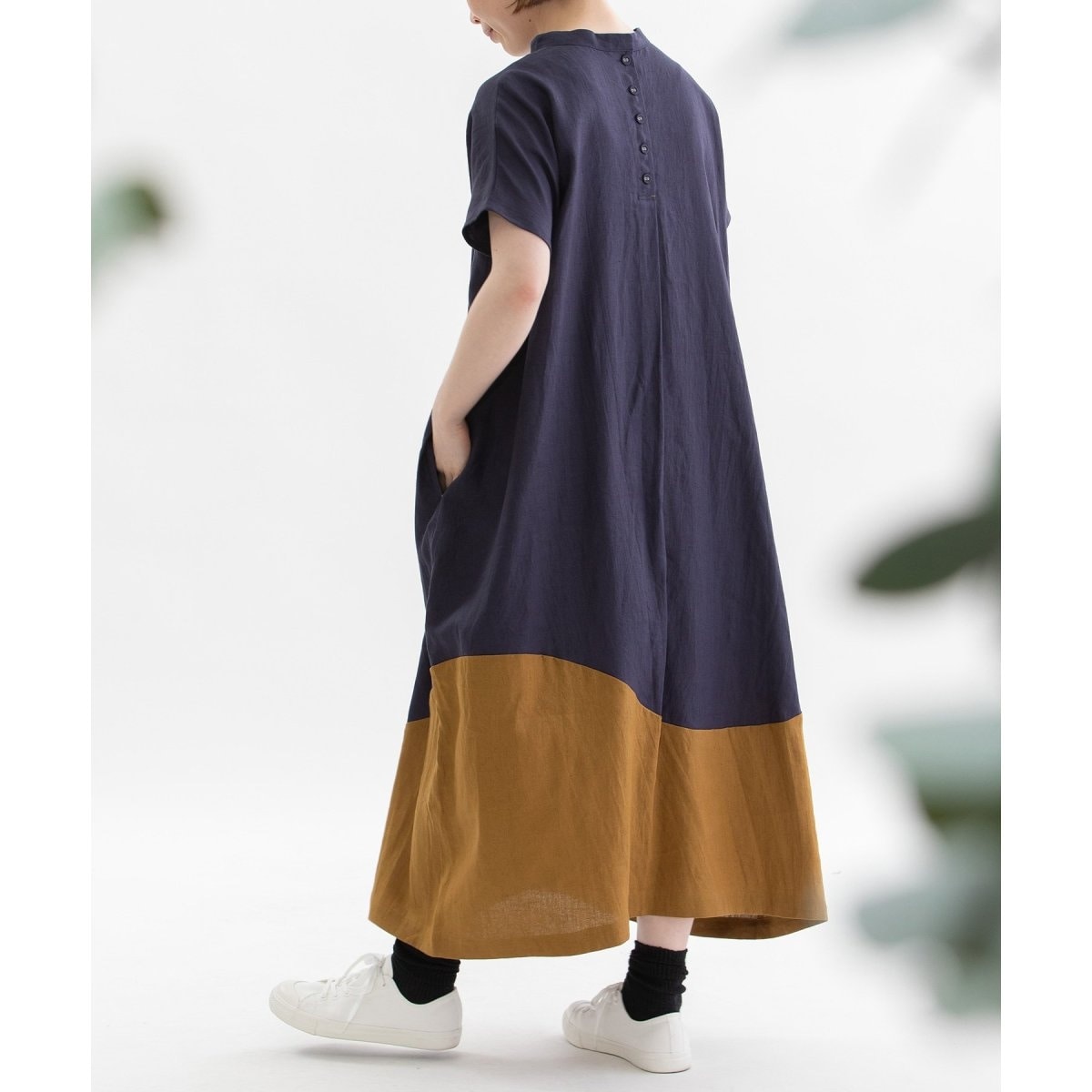 コットンサテンストライプタックヨークワンピース | ノップドゥノッド