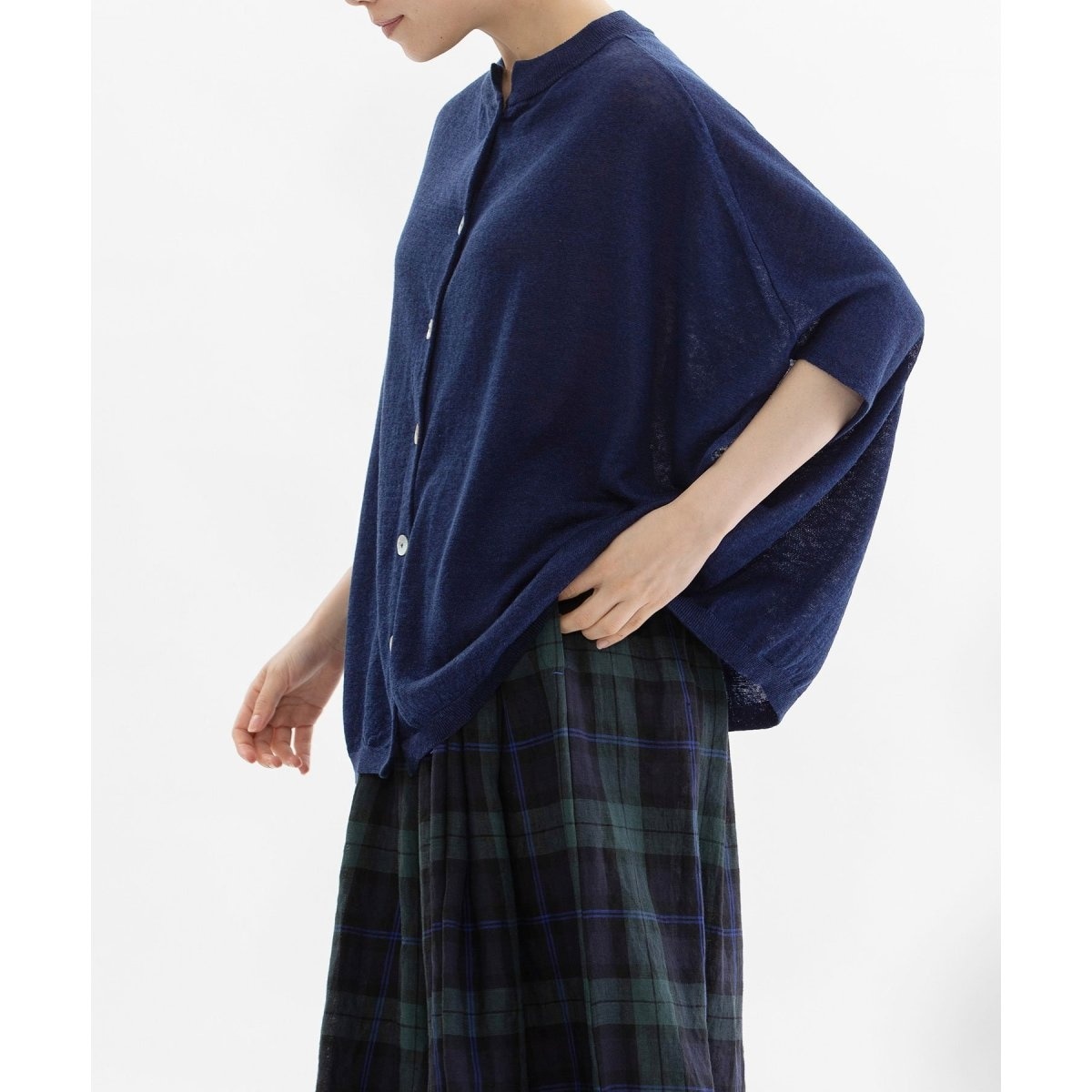 リネンレーヨン6分袖2wayポンチョニット | ノップドゥノッド(nop de