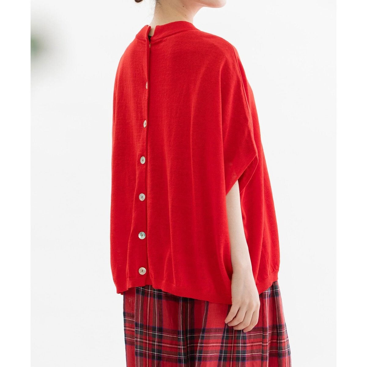 リネンレーヨン6分袖2wayポンチョニット | ノップドゥノッド(nop de