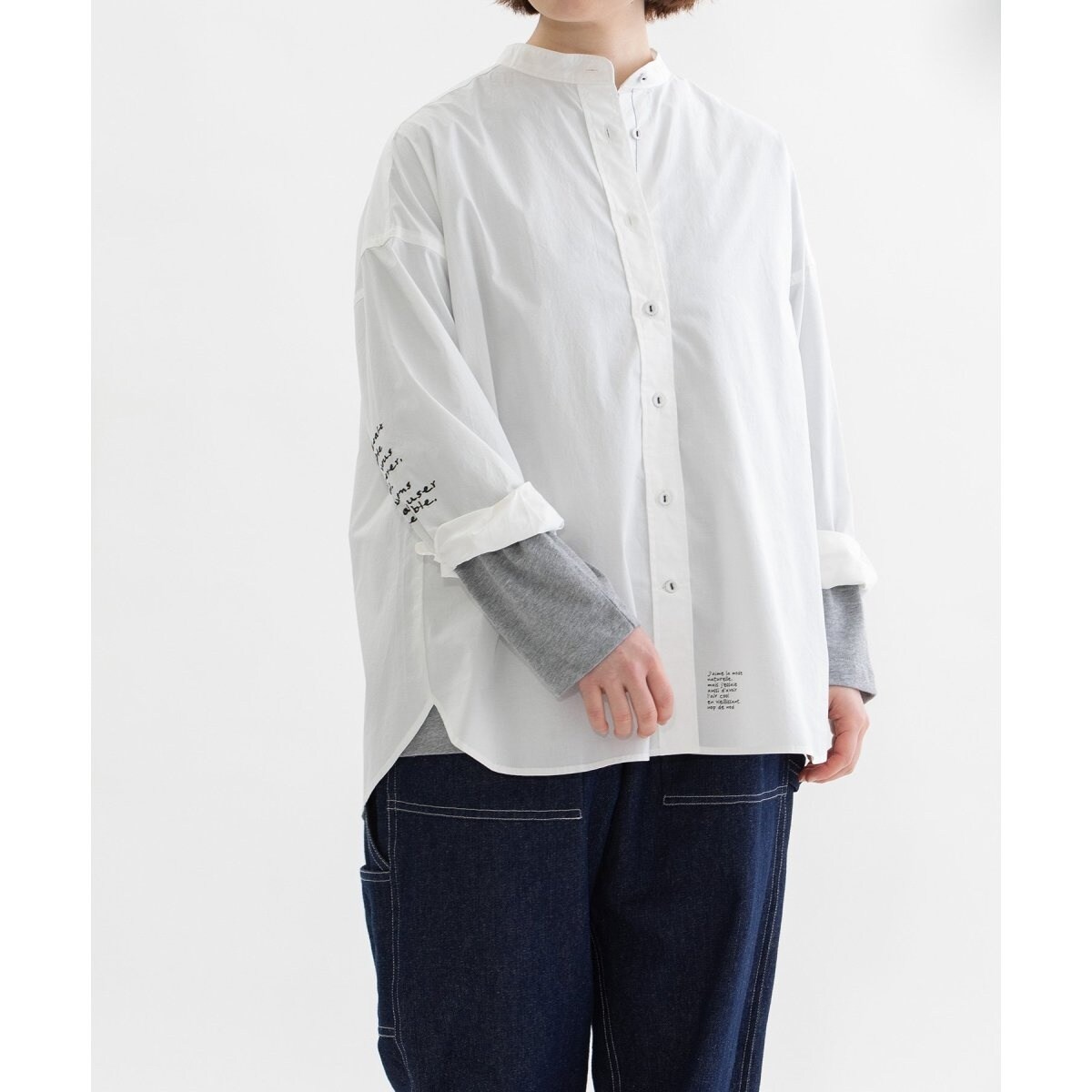 バンドカラー袖刺繍シャツ | ノップドゥノッド(nop de nod) | マルイ