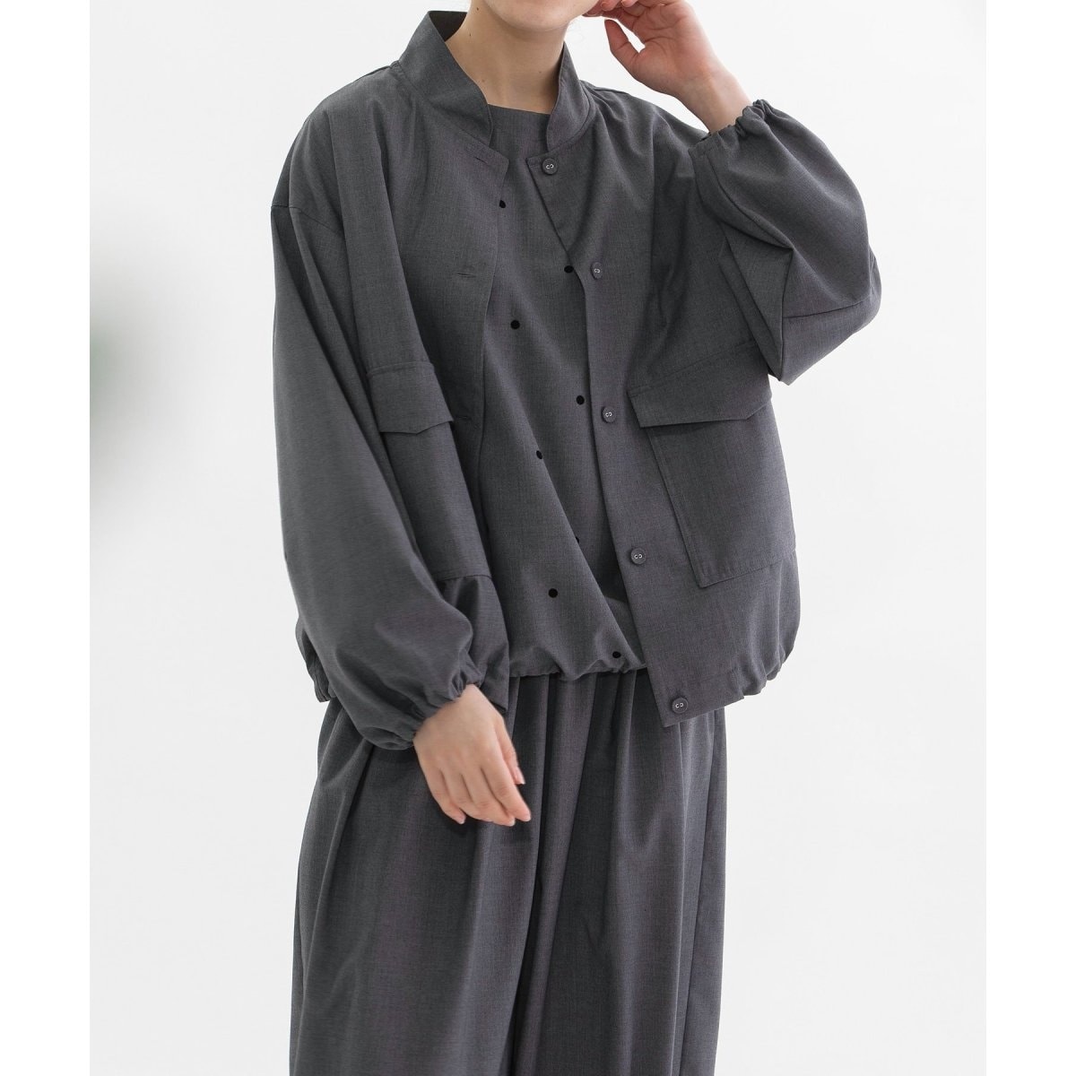 CROPPED FAUX LEATHER ブルゾン