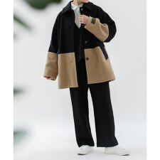 二重織配色ステンカラーコート