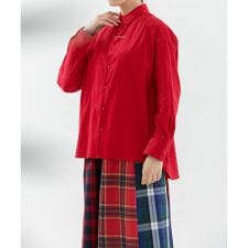 シャツコールロゴ刺繍シャツ